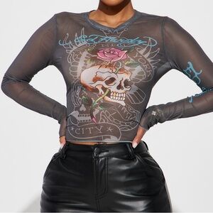 Ed Hardy Mesh Top. Size S